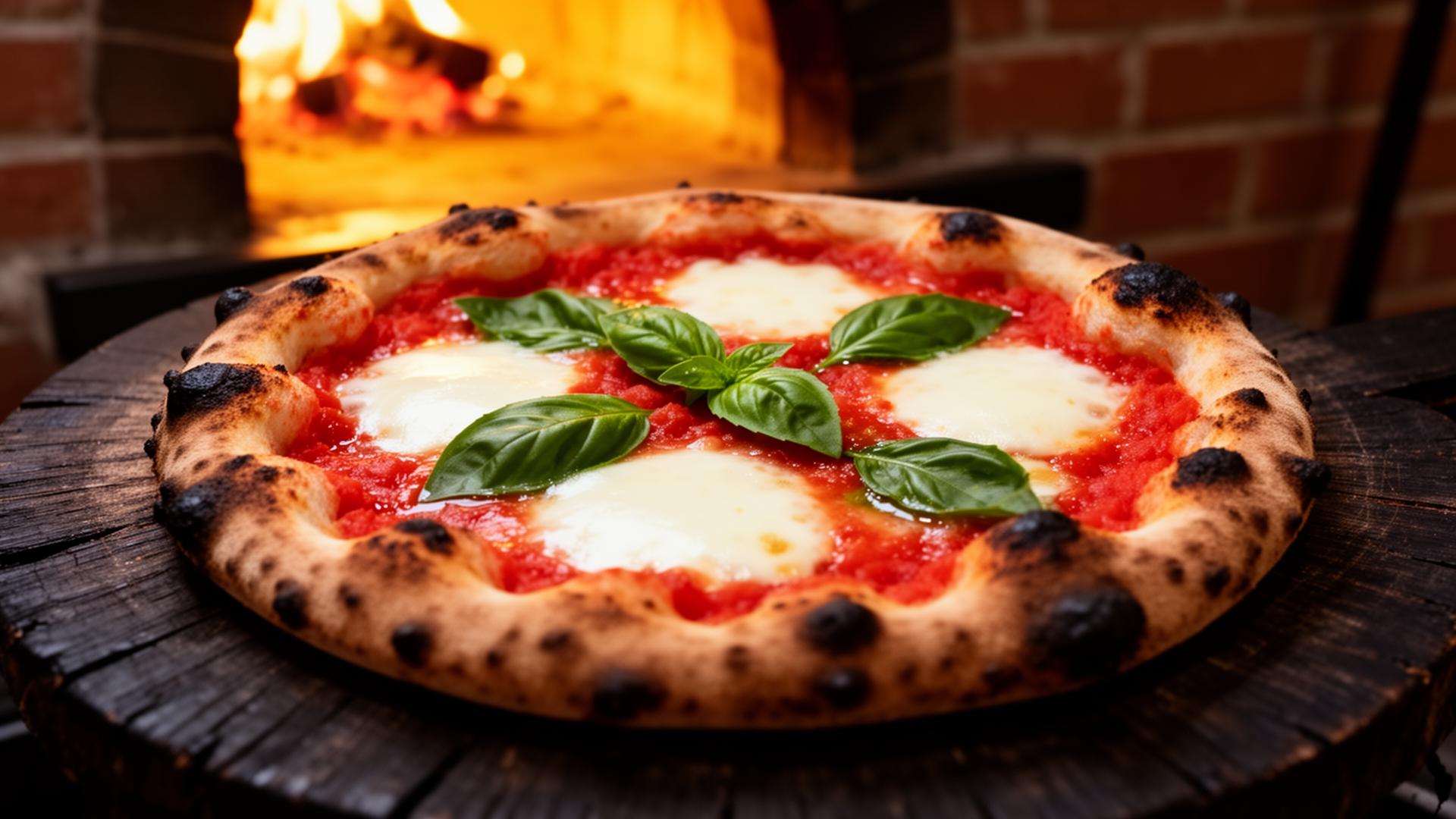 Pizza Margherita au feu de bois